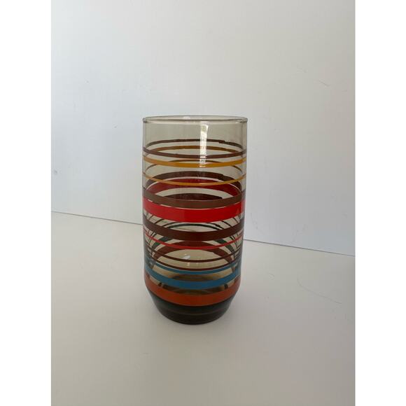 Vintage retro Dominion Glass Smokey striped glasses tumblers set 4 - Picture 2 of 6